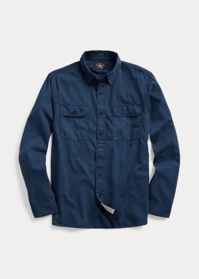 Camisas De Trabajo Ralph Lauren Hombre Azul Marino - Garment-Dyed Twill - XKWZJ4798
